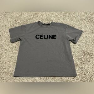 Fashion Designer C eline Charcoal Tee Black Logo Men's Size XL Stretch Inspired